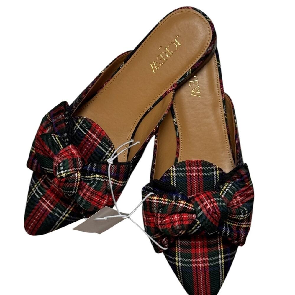 J.Crew Low Heel Seasonal Holiday Print Slip On Mule With Bow Sz 7